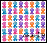 Octopus Fidget Toy - Water and Glitter Filled Octopus with Sticky Suction Cup Feet - Squishy