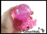 Octopus Fidget Toy - Water and Glitter Filled Octopus with Sticky Suction Cup Feet - Squishy