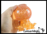 Octopus Fidget Toy - Water and Glitter Filled Octopus with Sticky Suction Cup Feet - Squishy