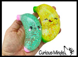 Sugar Banana Ball with Face - Fruit Thick Glue/Gel Syrup Molasses Stretch Ball - Ultra Squishy and Moldable Slow Rise Relaxing Sensory Fidget Stress Toy