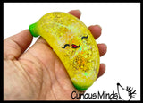 Sugar Banana Ball with Face - Fruit Thick Glue/Gel Syrup Molasses Stretch Ball - Ultra Squishy and Moldable Slow Rise Relaxing Sensory Fidget Stress Toy