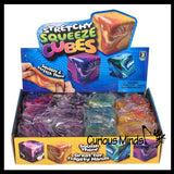 Swirl Marbled Sugar Ice Cube Ball - Thick Glue/Gel Syrup Molasses Stretch Ball - Ultra Squishy and Moldable Slow Rise Relaxing Sensory Fidget Stress Toy Square Ice