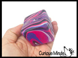 Swirl Marbled Sugar Ice Cube Ball - Thick Glue/Gel Syrup Molasses Stretch Ball - Ultra Squishy and Moldable Slow Rise Relaxing Sensory Fidget Stress Toy Square Ice