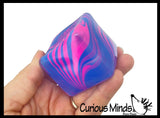 Swirl Marbled Sugar Ice Cube Ball - Thick Glue/Gel Syrup Molasses Stretch Ball - Ultra Squishy and Moldable Slow Rise Relaxing Sensory Fidget Stress Toy Square Ice