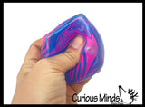 Swirl Marbled Sugar Ice Cube Ball - Thick Glue/Gel Syrup Molasses Stretch Ball - Ultra Squishy and Moldable Slow Rise Relaxing Sensory Fidget Stress Toy Square Ice