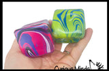 Swirl Marbled Sugar Ice Cube Ball - Thick Glue/Gel Syrup Molasses Stretch Ball - Ultra Squishy and Moldable Slow Rise Relaxing Sensory Fidget Stress Toy Square Ice