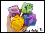 Swirl Marbled Sugar Ice Cube Ball - Thick Glue/Gel Syrup Molasses Stretch Ball - Ultra Squishy and Moldable Slow Rise Relaxing Sensory Fidget Stress Toy Square Ice