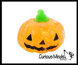 Jack o Lantern Small Pumpkin Sugar Ball - Thick Glue/Gel Stretch Ball - Molasses Syrup Ultra Squishy and Moldable Slow Rise Relaxing Sensory Fidget Stress Toy Halloween