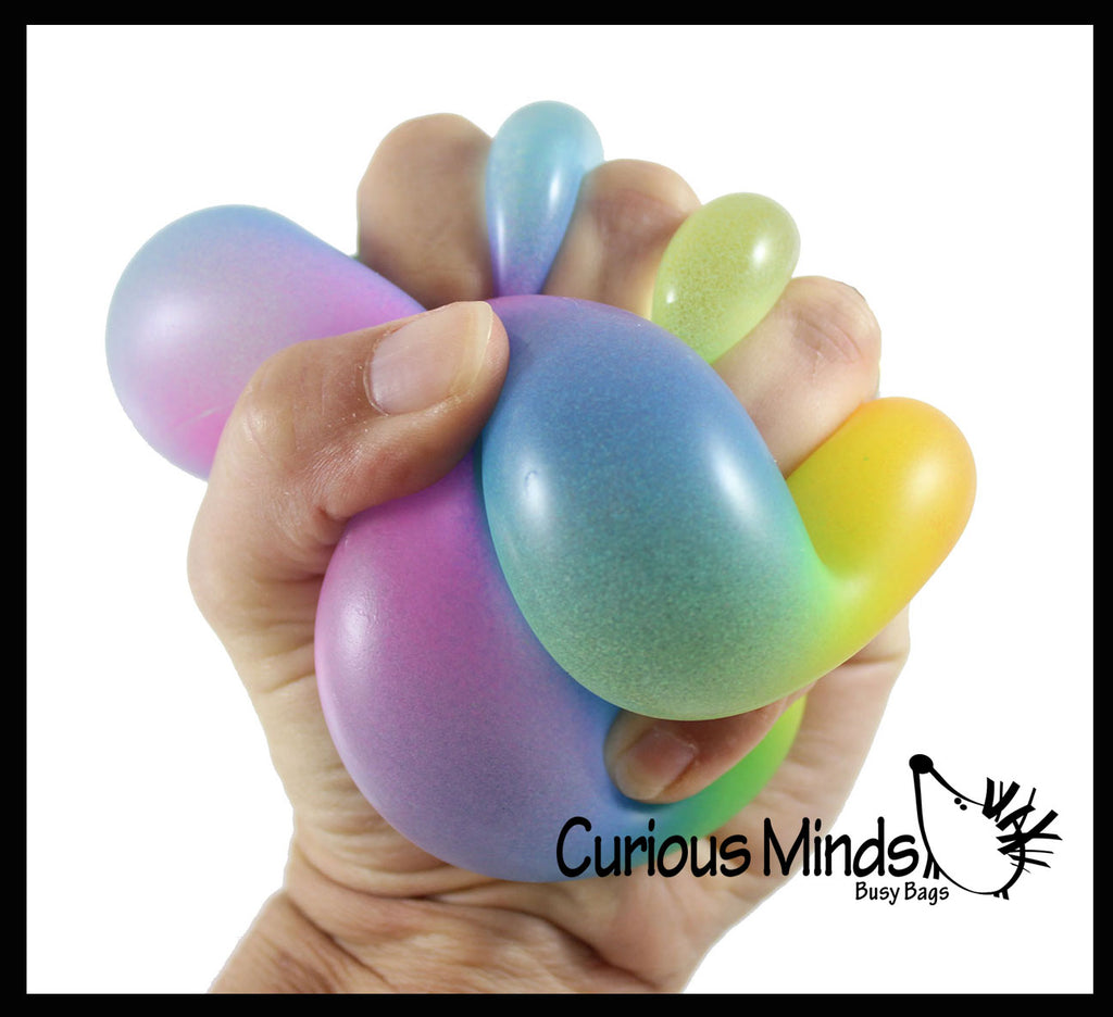 Rainbow Sugar Ball - Thick Glue/Gel Syrup Molasses Stretch Ball - Ultra Squishy and Moldable Slow Rise Relaxing Sensory Fidget Stress Toy