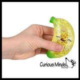 Sugar Banana Ball with Face - Fruit Thick Glue/Gel Syrup Molasses Stretch Ball - Ultra Squishy and Moldable Slow Rise Relaxing Sensory Fidget Stress Toy