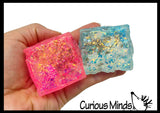Sugar Cheese Cube Ball - Thick Glue/Gel Syrup Molasses Stretch Ball - Ultra Squishy and Moldable Slow Rise Relaxing Sensory Fidget Stress Toy Square