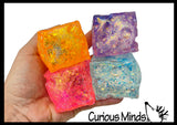 Sugar Cheese Cube Ball - Thick Glue/Gel Syrup Molasses Stretch Ball - Ultra Squishy and Moldable Slow Rise Relaxing Sensory Fidget Stress Toy Square