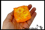 Sugar Cheese Cube Ball - Thick Glue/Gel Syrup Molasses Stretch Ball - Ultra Squishy and Moldable Slow Rise Relaxing Sensory Fidget Stress Toy Square