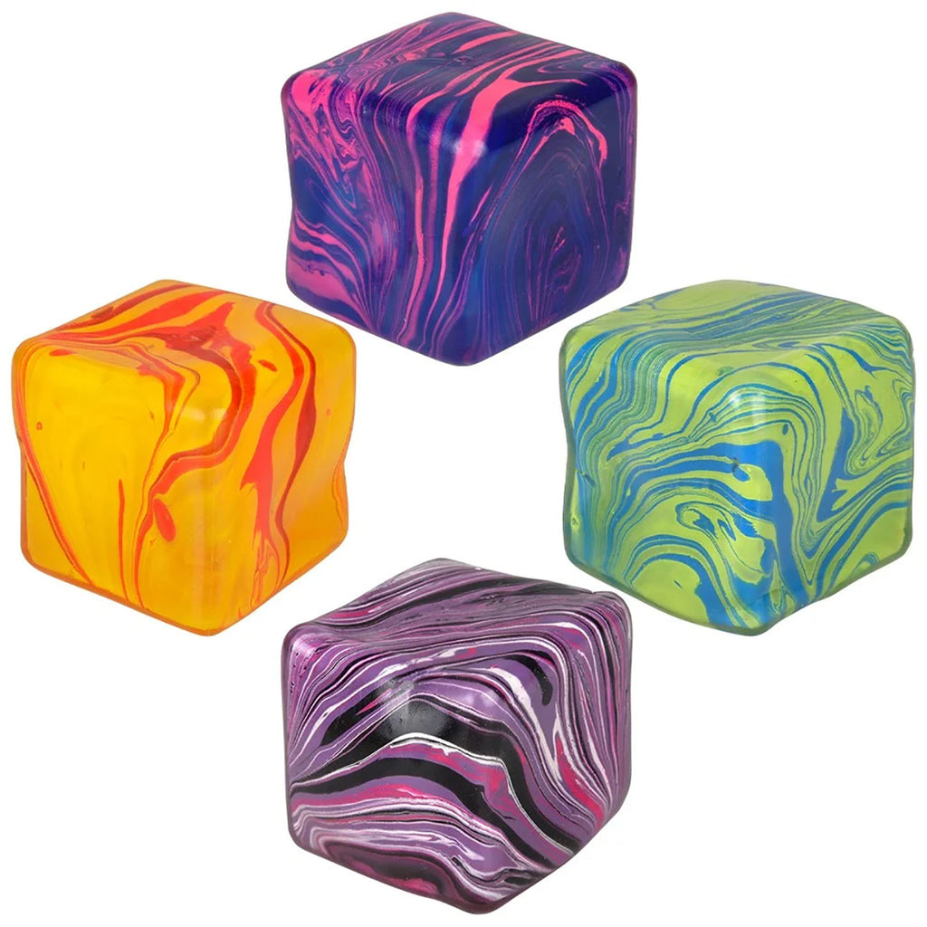 Swirl Marbled Sugar Ice Cube Ball - Thick Glue/Gel Syrup Molasses Stretch Ball - Ultra Squishy and Moldable Slow Rise Relaxing Sensory Fidget Stress Toy Square Ice