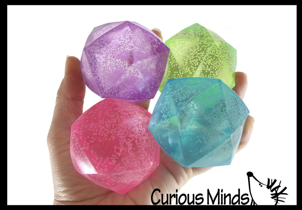 Sugar Polyhedron Diamond Shaped Ball - Glow in the Dark Thick Glue/Gel Syrup Molasses Stretch Ball - Ultra Squishy and Moldable Slow Rise Relaxing Sensory Fidget Stress Toy