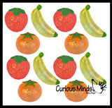 NEW - Fruit Sugar Ball - Strawberry, Orange, Banana Thick Glue/Gel Syrup Molasses Stretch Ball - Ultra Squishy and Moldable Slow Rise Relaxing Sensory Fidget Stress Toy
