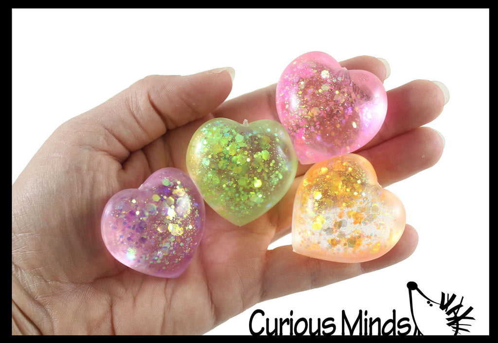 NEW - Small 1.5" Heart Sugar Ball - Thick Glue/Gel Syrup Molasses Stretch Ball - Ultra Squishy and Moldable Slow Rise Relaxing Sensory Fidget Stress Toy Valentines Day Love