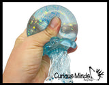 Sugar Jellyfish Shaped Ball - Thick Glue/Gel Syrup Molasses Stretch Ball - Ultra Squishy and Moldable Slow Rise Relaxing Sensory Fidget Stress Toy