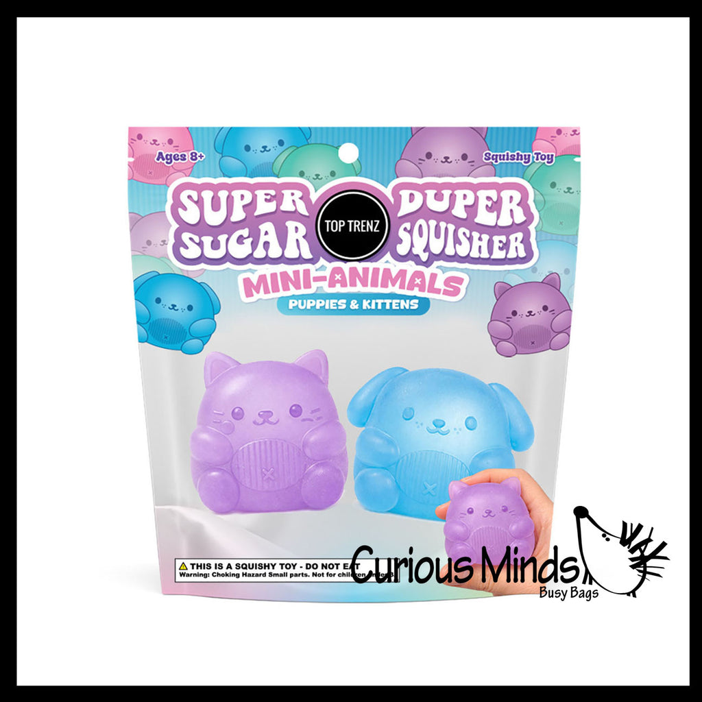 Super Duper Sugar Squishers Mini DOG AND CAT - Soft Slow Rise Gel Squishy
