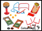 Set of 5 Mini Tabletop Games -  Football, Basketball, Hockey, Ball Hop, Coin Hole - Toy Shooting Hoops - Fun Classic Arcade Toy