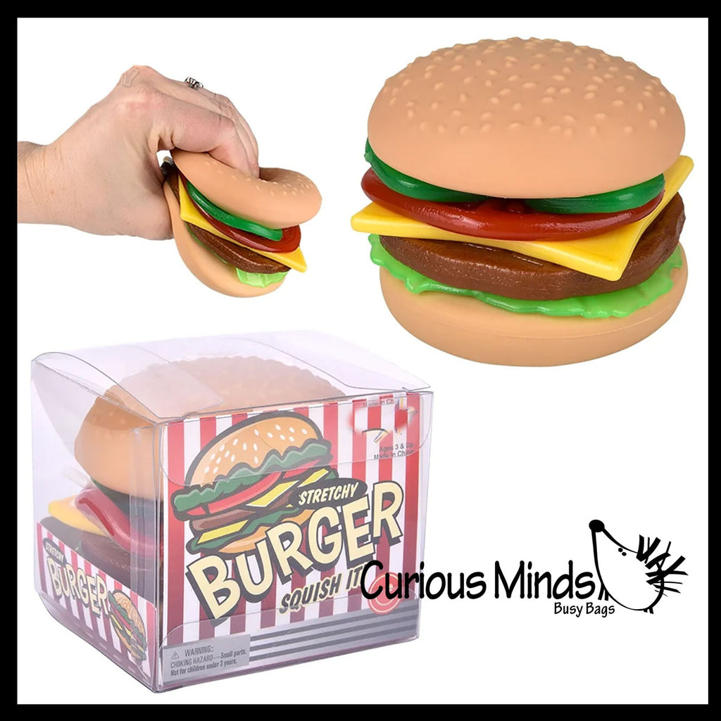 Stretchy and Squishy Sand Burger Stress Ball - Sand Filled Buns and Stretchy Toppings