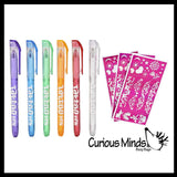 6 Pack of Tattoo Gel Pens - Fake Tattoo Fun with Stencils - Draw on Skin - Temporary Tattoos