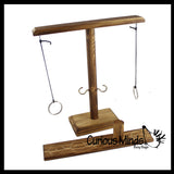 Wood Tiki Toss Ring Hook Game - Swing Ring on String to Land on Hook - 2 Player