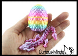 NEW - Mini Smaller 3D Printed Dragon in Egg 5" Dragon Wiggle Articulated Jointed Moving Fidget Toy - Unique Sensory Toy Mini Assorted Animals