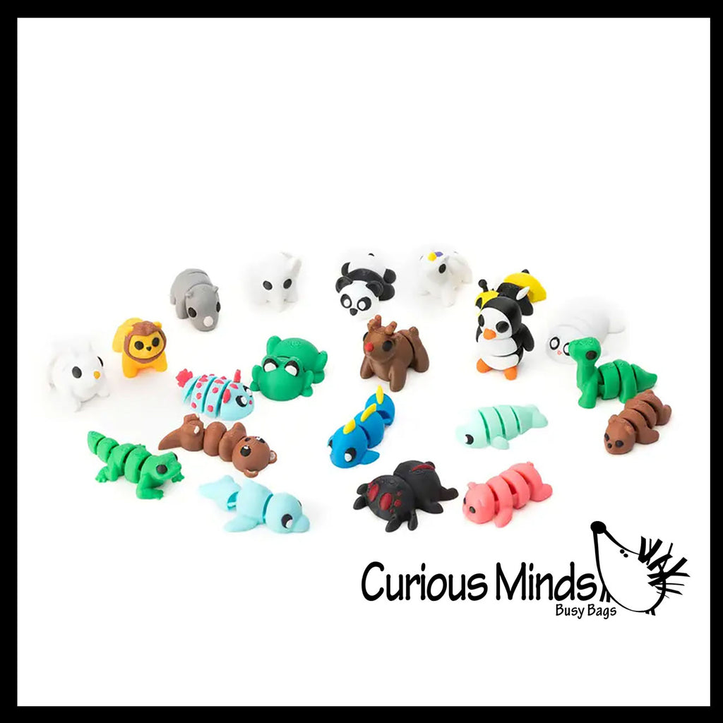 NEW - Tiny 3D Printed Wiggle Articulated Jointed Moving Fidget Toy - Unique Sensory Toy Mini Assorted Animals