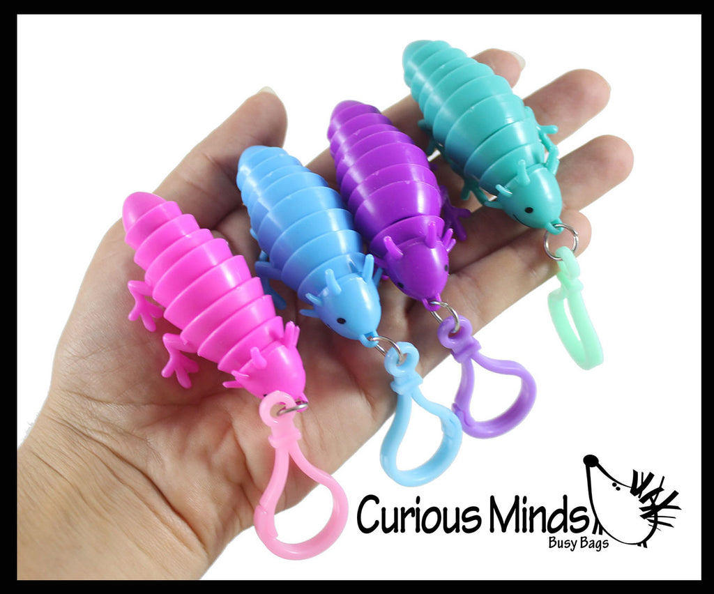 NEW - Tiny Axolotl Fidget -Small on Clip Wiggle Articulated Jointed Moving Axolotyl Toy - Unique Keychain