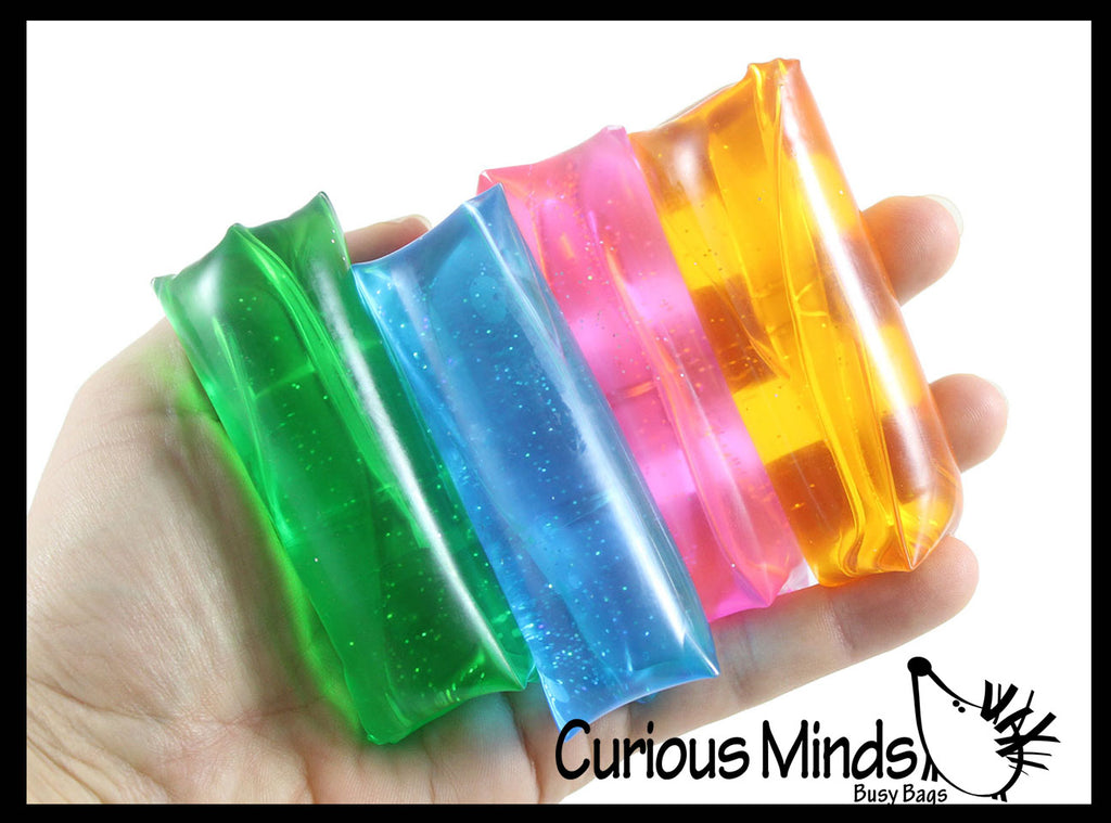Small Water Filled Tube Snake with Glitter Stress Toy - Squishy Wiggler Sensory Fidget Ball - Trick Snake