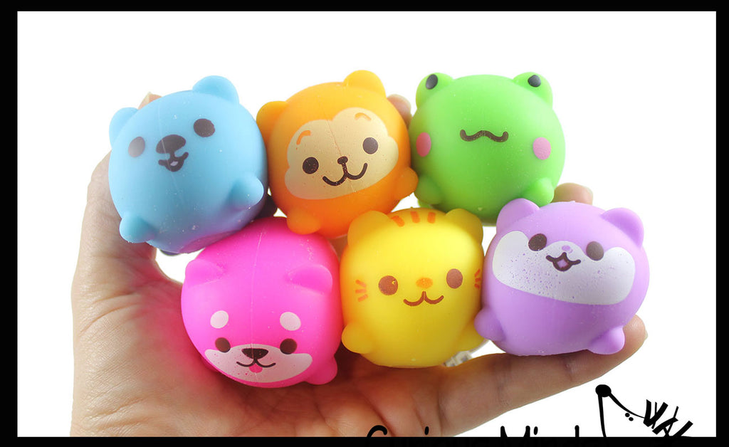 NEW - Soft Mini Kawaii Animal Stress Ball - Sensory Fidget Stress Toy - Squishy Pliable and Moldable