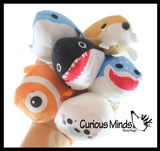 Mini Ocean Animal Small Plush Stuffed Animals - Shark, Dolphin, Walrus, Orca, Seal, Clownfish -  Adorable Tiny Mini Plushie Prize Party Favor
