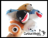Mini Ocean Animal Small Plush Stuffed Animals - Shark, Dolphin, Walrus, Orca, Seal, Clownfish -  Adorable Tiny Mini Plushie Prize Party Favor