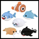 Mini Ocean Animal Small Plush Stuffed Animals - Shark, Dolphin, Walrus, Orca, Seal, Clownfish -  Adorable Tiny Mini Plushie Prize Party Favor