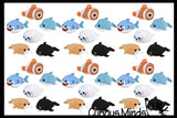 Mini Ocean Animal Small Plush Stuffed Animals - Shark, Dolphin, Walrus, Orca, Seal, Clownfish -  Adorable Tiny Mini Plushie Prize Party Favor