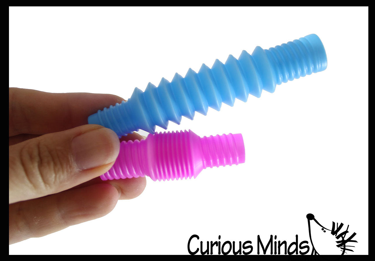Tiny Pull and Pop Snap Expanding Flexible Accordion Tube Toy - Free Play - Open Ended Fidget Toy