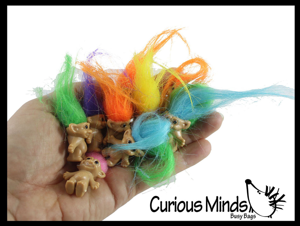 Mini Troll Dolls - Tiny Miniature Retro Troll with Long Hair Novelty