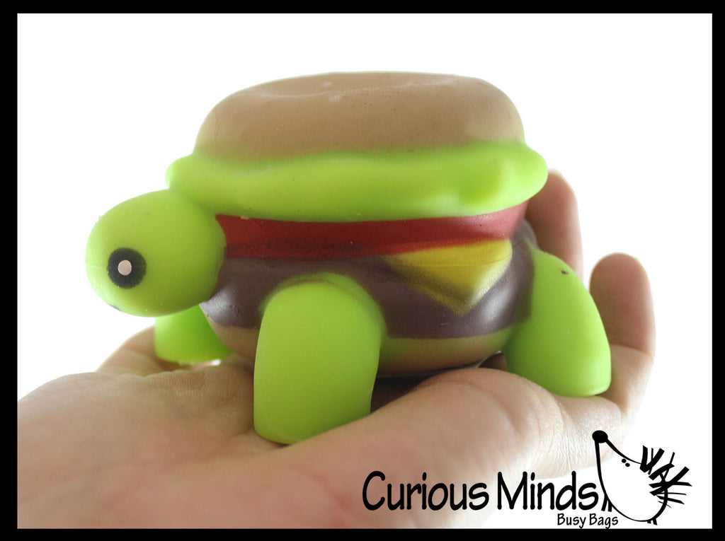 NEW - Turtle Burger Squishy Squeeze Stress Ball Soft Doh Filling - Like Shaving Cream - Sensory, Fidget Toy