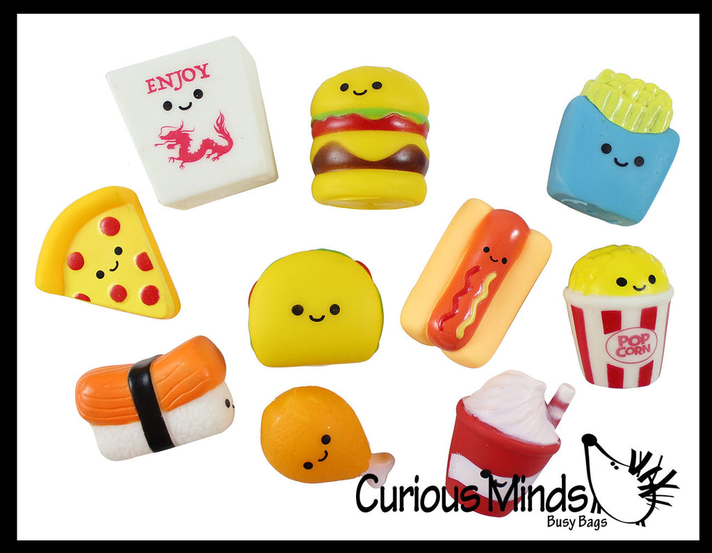 LAST CHANCE - LIMITED STOCK - Cute Fast Food Vinyl Figurines - Pizza, Burger, Taco, Fries - Small Novelty Toy Prize Assortment for Birthday Party Gifts