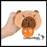 Plush Capybara Bead Filled Squeeze Stress Balls - Sensory, Stress, Fidget Toy Bubble Blow