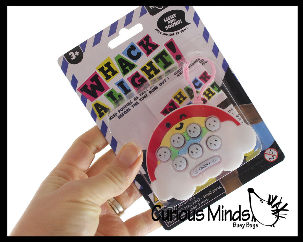 Electronic Cute Fun Whack a Light Mole Fidget Toy - Light Up Fun Pop Up and Press Down Never Ending Fidgets on Clip