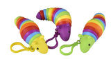 Small Fidget Caterpillar Slug on Clip - Articulated Jointed Moving Slug Toy - Unique Rainbow Bug