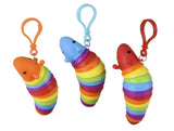Small Fidget Caterpillar Slug on Clip - Articulated Jointed Moving Slug Toy - Unique Rainbow Bug