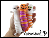 3 Different Halloween Fidgets Ghost, Skeleton and Jack O Lantern Pumpkin - Wiggle Articulated Jointed Moving Holloween