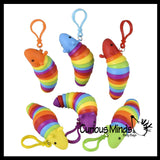 Small Fidget Caterpillar Slug on Clip - Articulated Jointed Moving Slug Toy - Unique Rainbow Bug