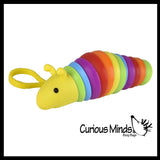 Small Fidget Caterpillar Slug on Clip - Articulated Jointed Moving Slug Toy - Unique Rainbow Bug