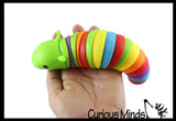 Fidget Wiggle Caterpillar - Large Articulated Jointed Moving Slug Toy - Unique Rainbow