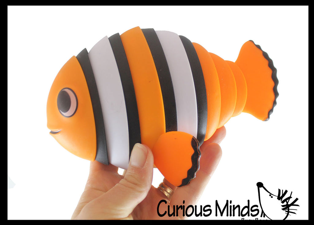 Clownfish  Large Wiggle Articulated Jointed Moving Toy - Unique Fish Ocean Lover