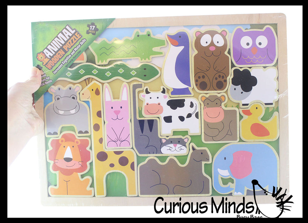 NEW - Wood Animal Puzzle -  Animals Wooden Chunky Jigsaw Kids Figures